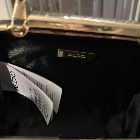 Aldo Mini Gold & Black Clutch Purse - Picture 4 of 5